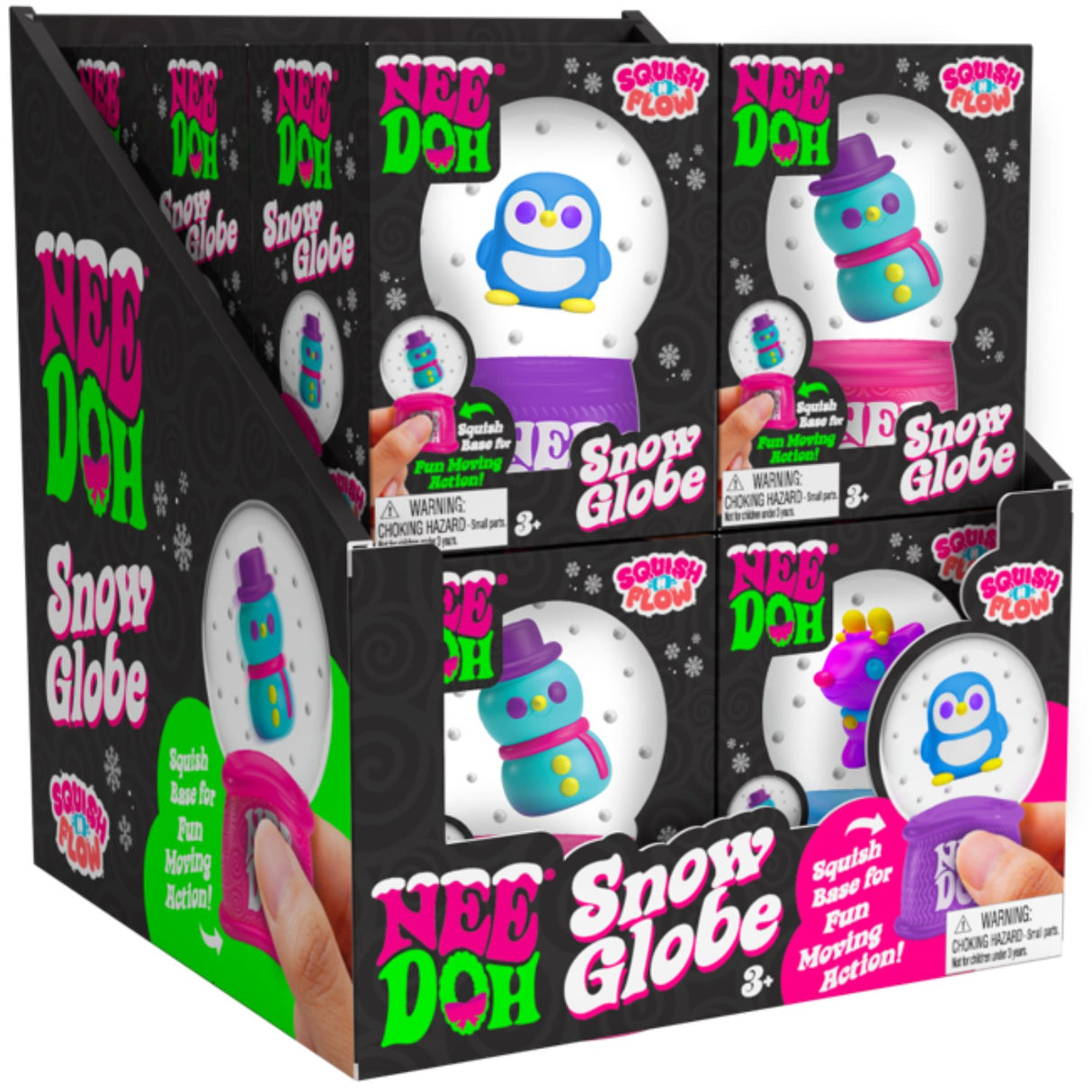 NeeDoh Squish N Flow Snow Globe 3 Asst. CDU