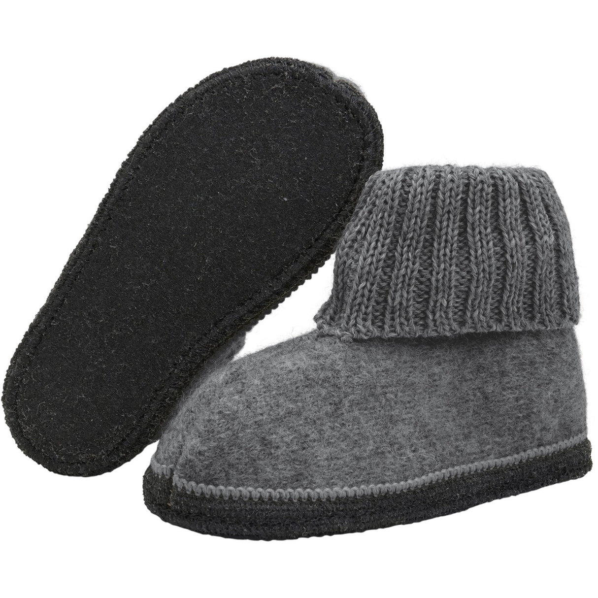 Huttelihut Medium Grey Melange Slippers Wool