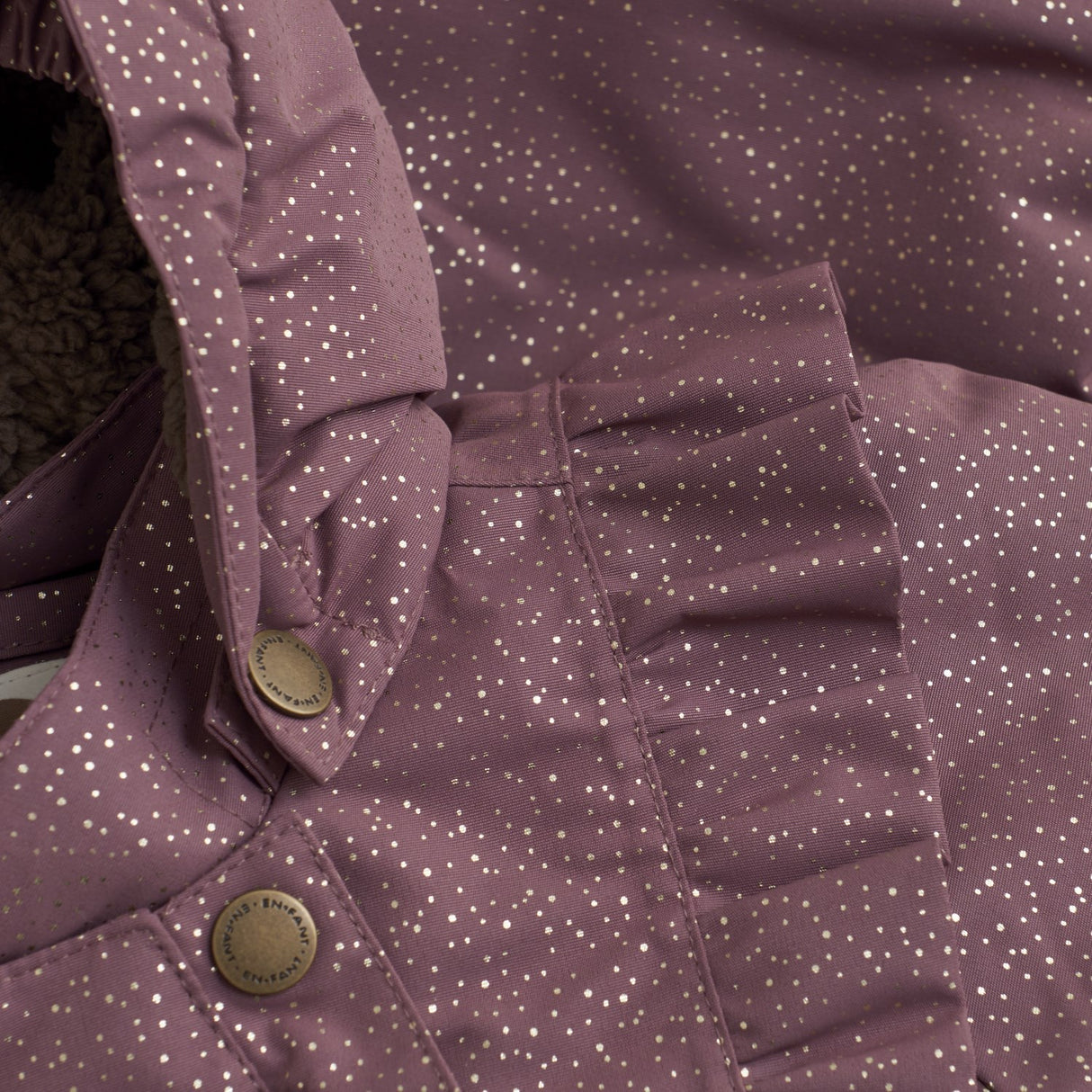 En Fant Rose Taupe Baby Snowsuit W. Frills