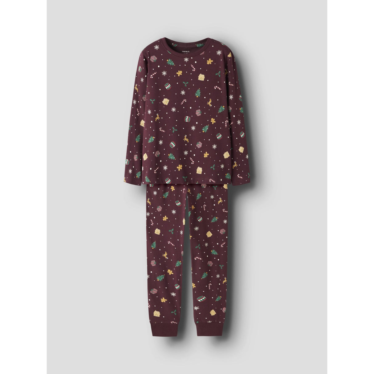 Name It Burgundy Xmas AOP Nknvismas Ls Nightset