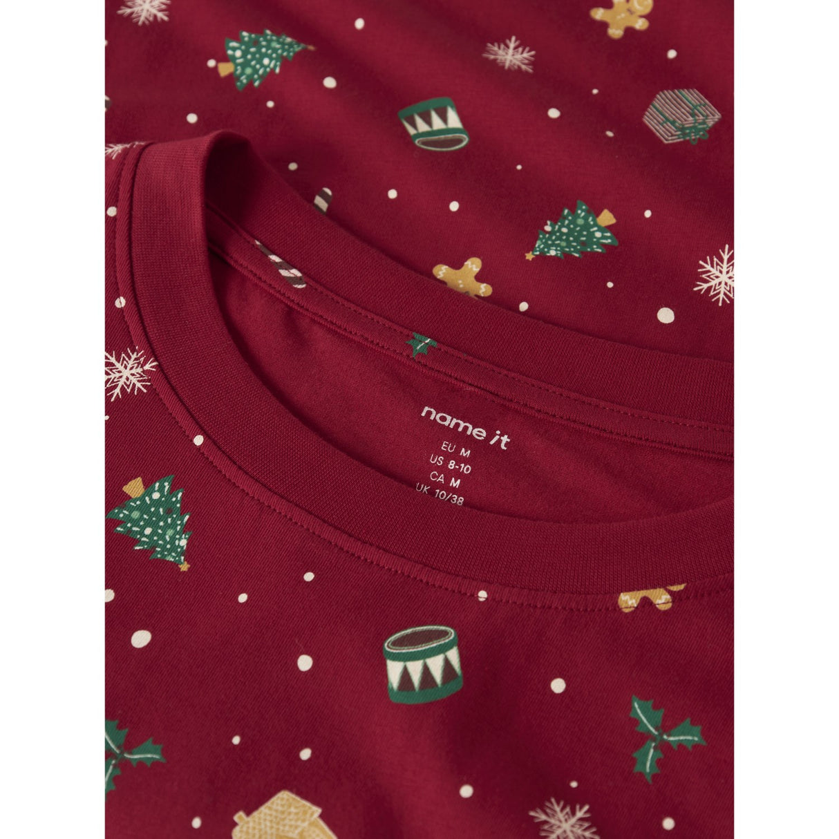 Name It Jester Red Xmas AOP Red Nanvismas Ls Nightset Adult