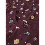 Name It Burgundy Xmas AOP Nanvismas Ls Nightset Adult