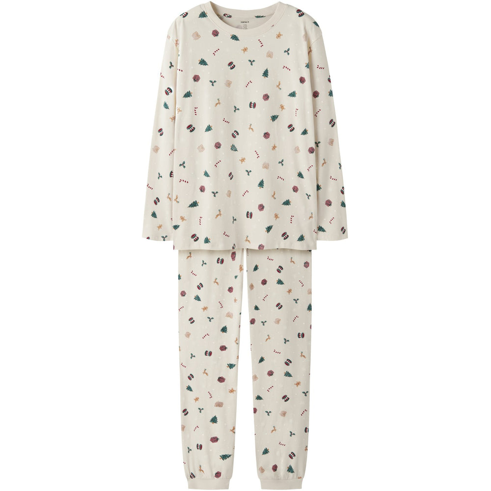 Name It Whitecap Gray Xmas AOP Nanvismas Ls Nightset Adult