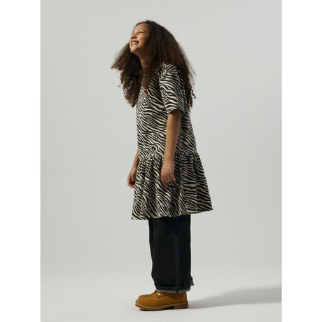 Name It Cement Black Zebra Nkfzebra Twill Ss Dress 4003-Td D