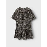 Name It Cement Black Zebra Nkfzebra Twill Ss Dress 4003-Td D