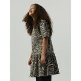 Name It Cement Black Zebra Nkfzebra Twill Ss Dress 4003-Td D