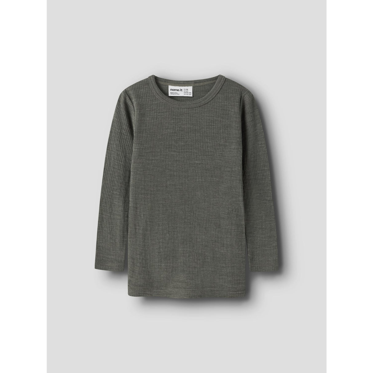 Name It Mulled Basil Nmnwax Wool Rib Ls Top Noos