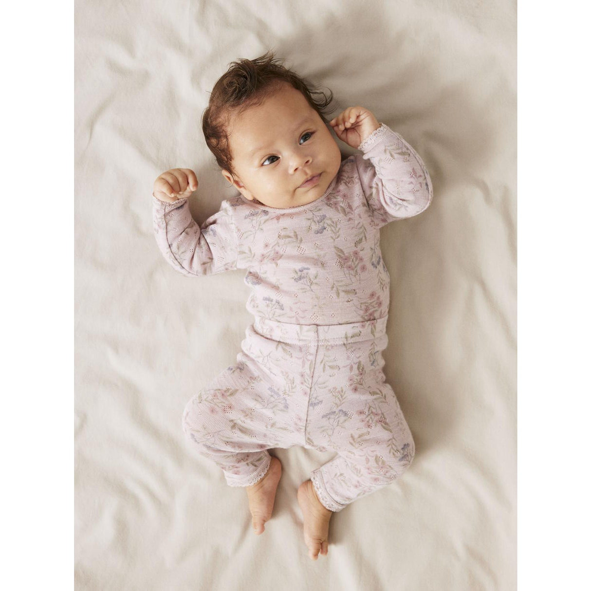 Name It Violet Ice Flowers + Leafs Nbfwang Wool Needle Ls Body Noos