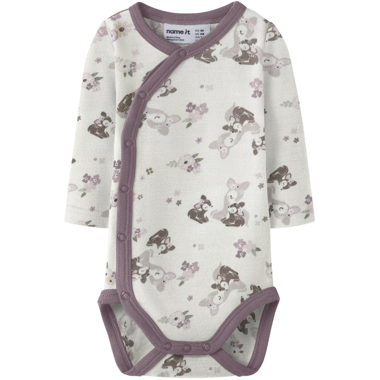 Name It Snow White Bambi + Flowers Nbfwillit Wool Ls Wrap Body