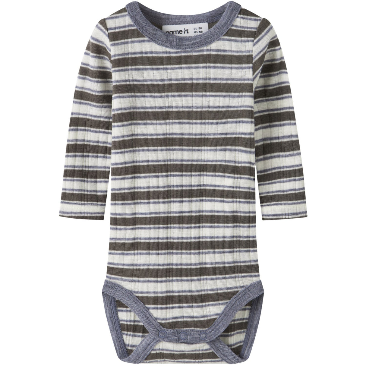 Name It Snow White Morel/Folkstone Gray Nbmwang Wool Needle Ls Body Noos
