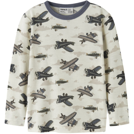 Name It Snow White Airplanes Nmmwillitus Wool Ls Top