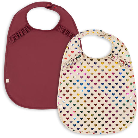 Konges Sløjd Coeur Glitter/Sangria 2 Pack Glitter Dinner Bib With Frill