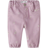 Name It Dawn Pink Flower Emb Nbfrose Loose R Twi Pants 1717-Yf B