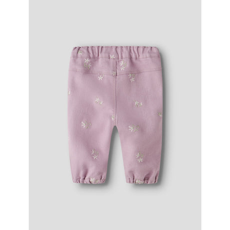 Name It Dawn Pink Flower Emb Nbfrose Loose R Twi Pants 1717-Yf B