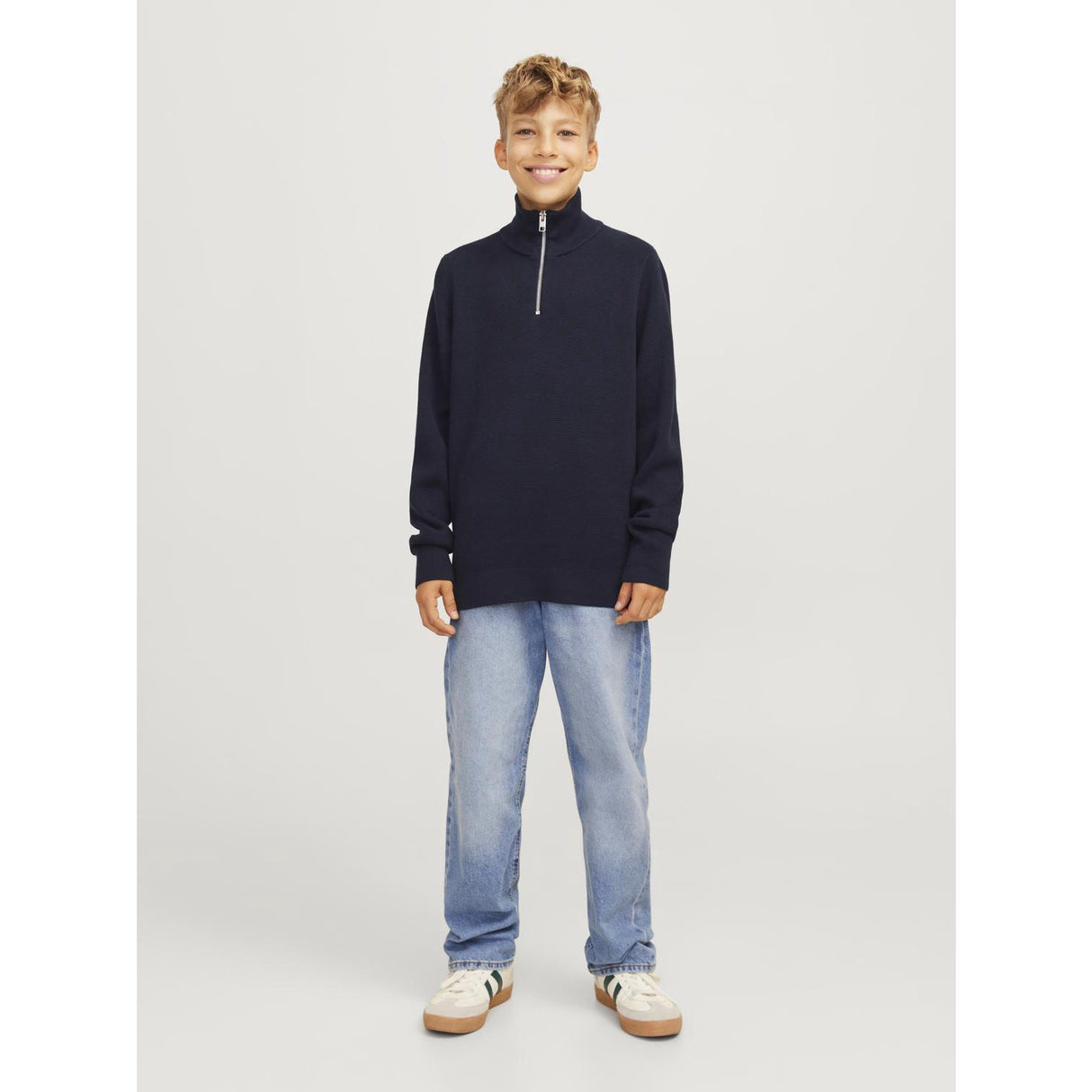 Jack & Jones Junior Night Sky Jprblamilano Stitch Knit Half Zip Jnr