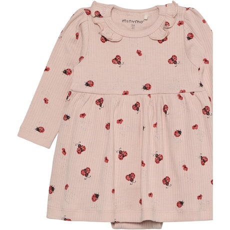 Minymo Peach Whip Body Dress Ls Aop Rib