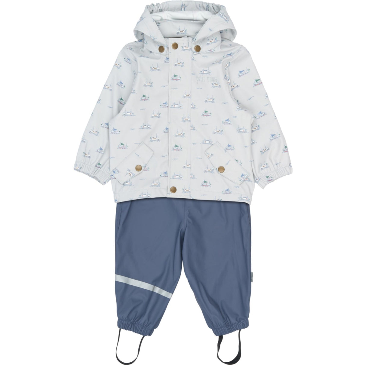 Petit Piao Pearl Blue Boat AOP PPDai Rainwear Set W. Susp.