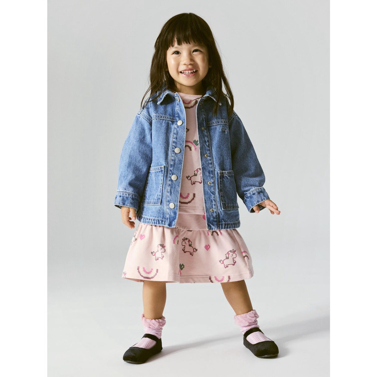 Name It Medium Blue Denim Unicorn Glitter Nmfluna Glitter Dnm Jacket 4577-Im L