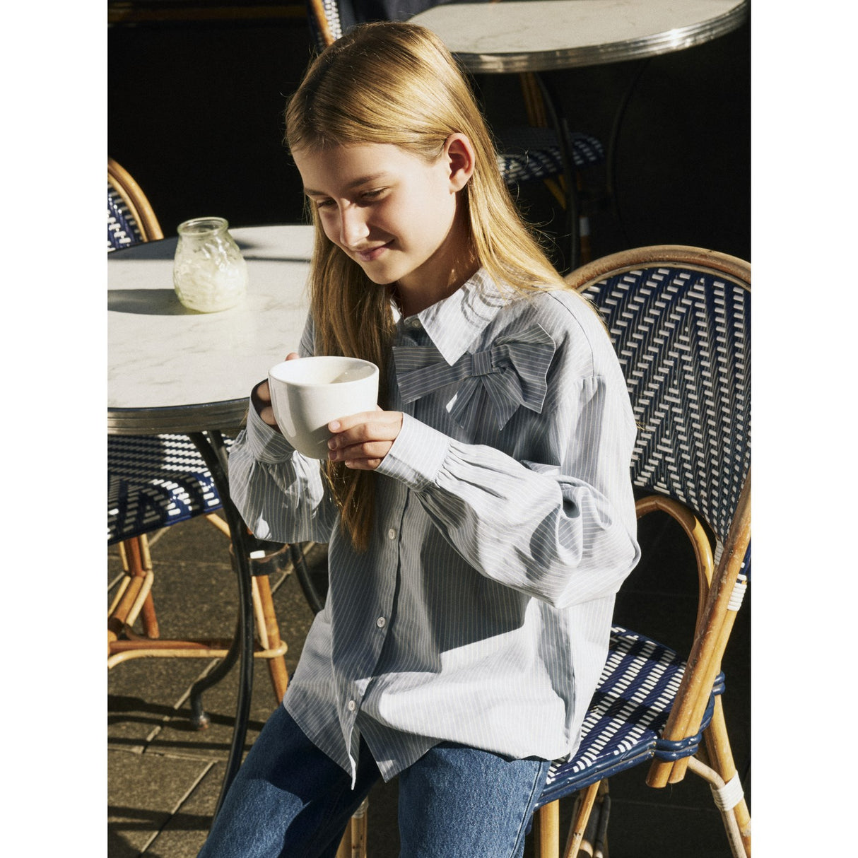 Name It Subdued Blue Antique White Nkfkamesa Ls Rlx Shirt