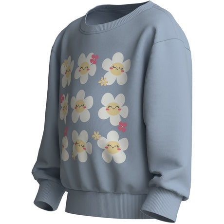 Name It Subdued Blue Happy Flowers Nmfvasacha Ls Nreg Sweat Unb