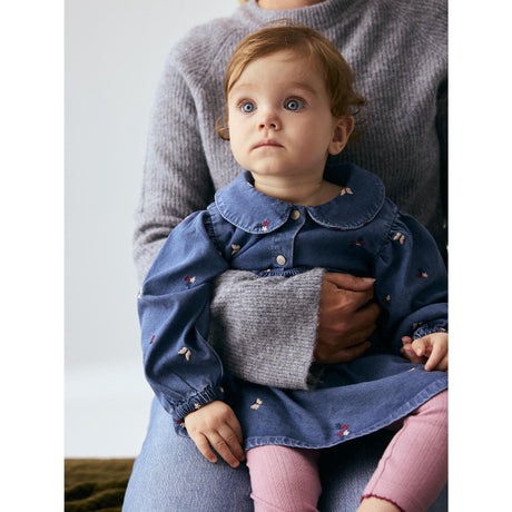 Name It Medium Blue Denim Nature Nbfalva Ls Dnm Emb Dress 5321-Yb