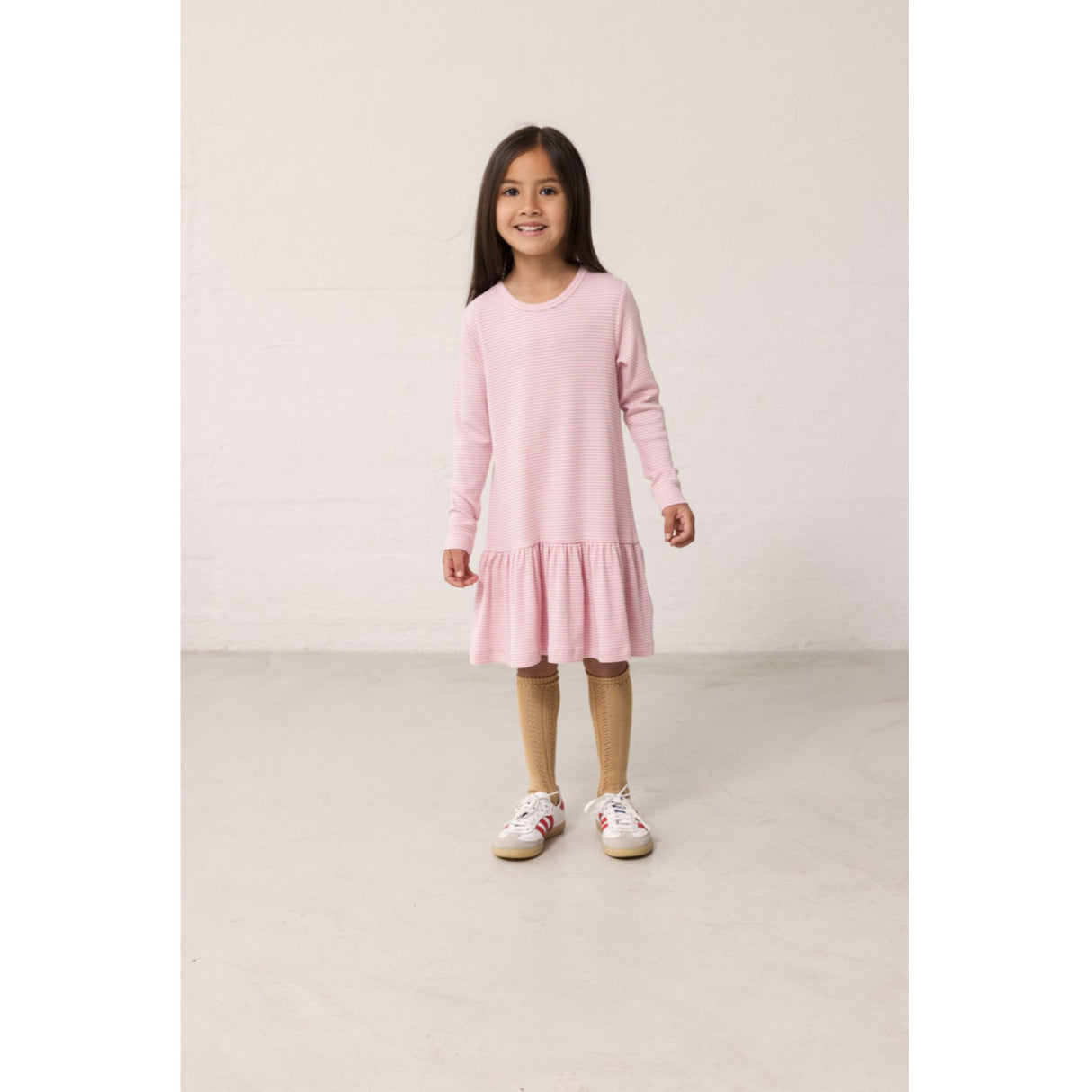 MarMar Modal Fine Rib Pink Stripe Diro Dress