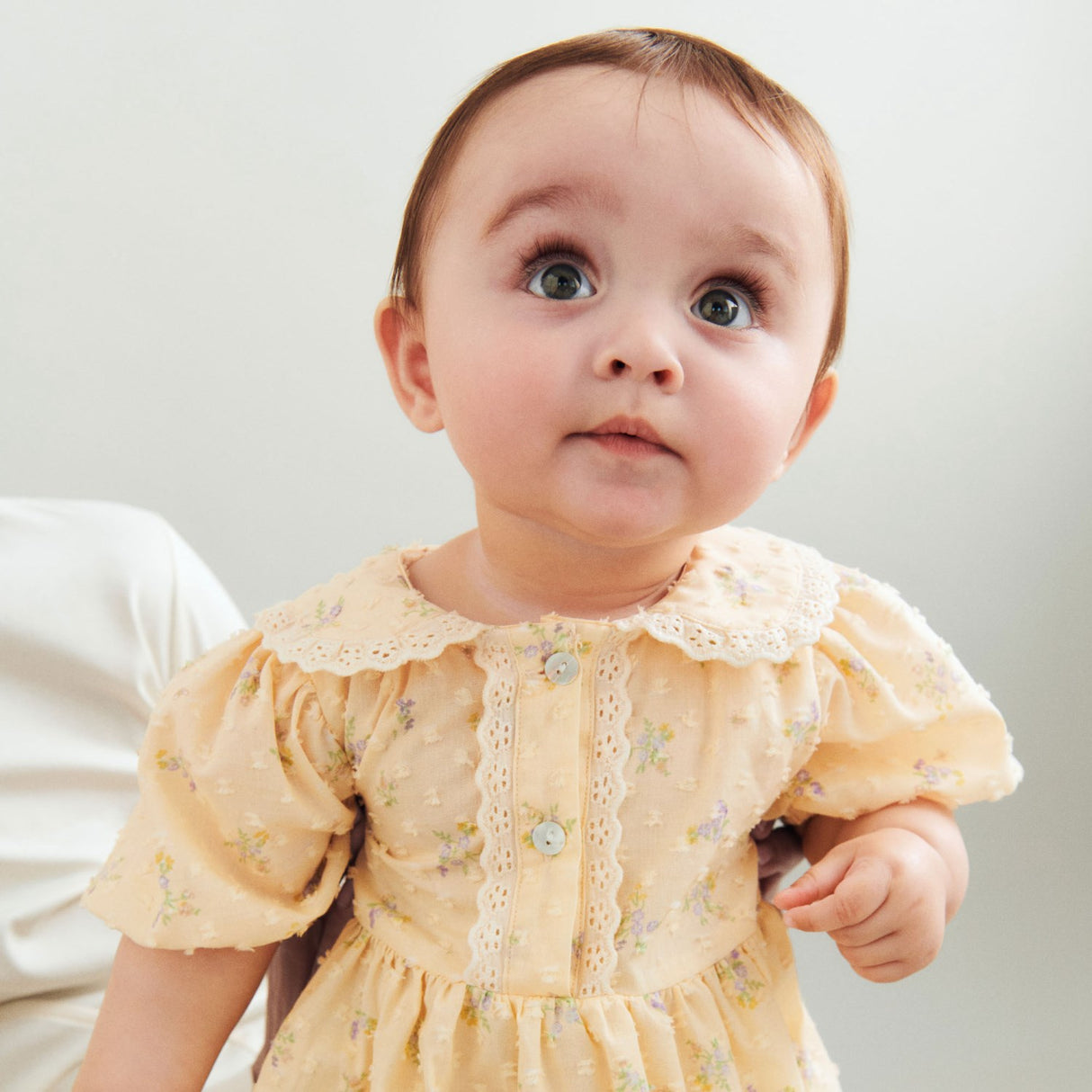Wheat Barely Apricot Flowers Dress S/S Adele