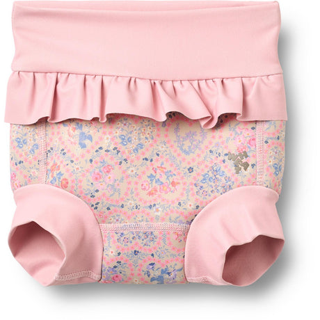 Wheat Pink Heart Flowers Neoprene Swim Pants Rita