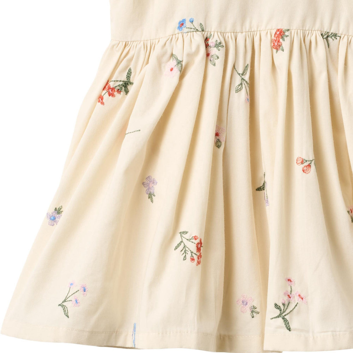 Wheat Ivory Embroidery Flowers Pinafore Wrinkle Sienna