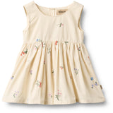 Wheat Ivory Embroidery Flowers Pinafore Wrinkle Sienna
