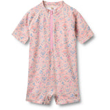 Wheat Pink Heart Flowers Swimsuit S/S Cas