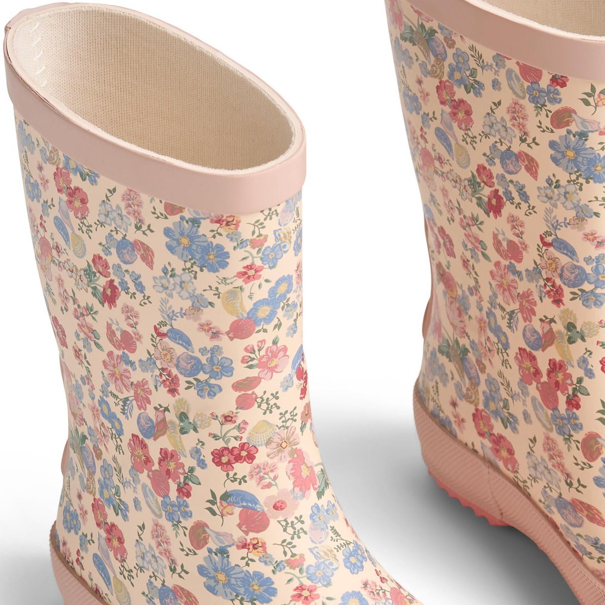 Wheat Flowers And Seashells Rubber Boot Muddy