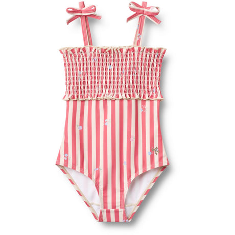 Wheat Red Stripe Flowers Swimsuit Selma