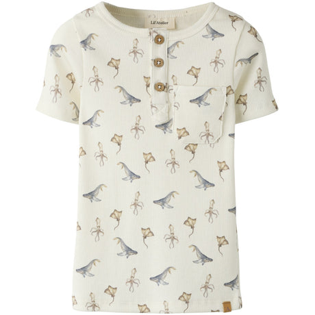 Lil'Atelier Coconut Milk Sea Animals Nmmlavo Esi Ss Slim Top Lil