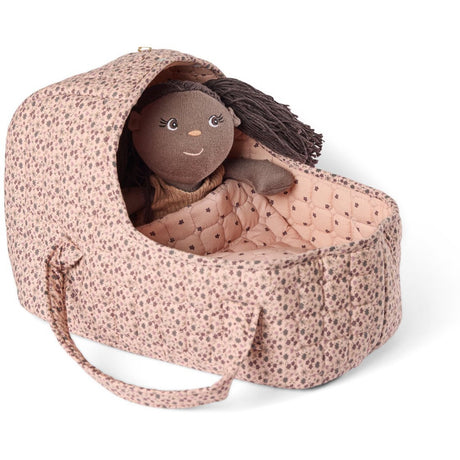 Smallstuff Dark Rose Flowers Doll Carrier, Pillow And Duvet