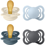 Bibs Ivory/Baby Blue/Petrol/Iron Pacifier Supreme 4-Pack Latex