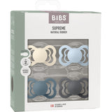 Bibs Ivory/Baby Blue/Petrol/Iron Pacifier Supreme 4-Pack Latex