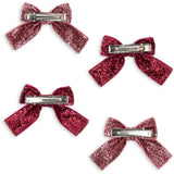 Konges Sløjd Pink Mix 4 Pack Glitter Bow Hair Clips