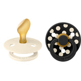 Bibs Ivory/Black Pacifier Studio Colour 2-Pack Polka Anatomical Latex