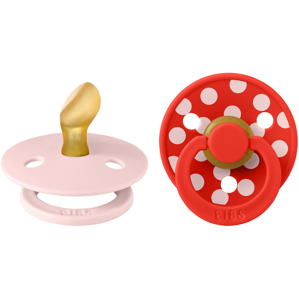 Bibs Blossom/Candy Apple Pacifier Studio Colour 2-Pack Polka Anatomical Latex