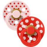 Bibs Blossom/Candy Apple Pacifier Studio Colour 2-Pack Polka Anatomical Latex