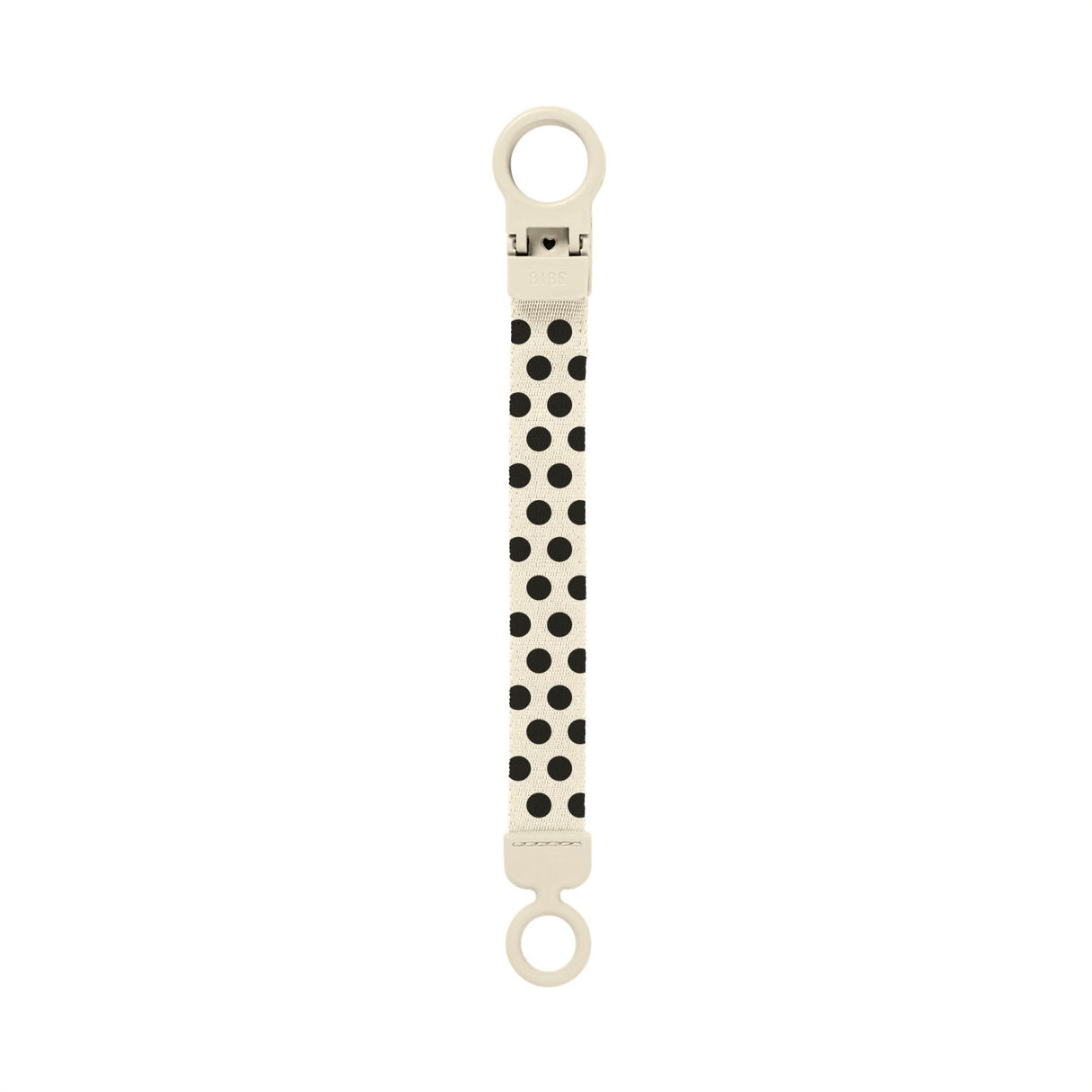 Bibs Ivory Black Studio Pacifier Clip Loop Polka Ivory Black