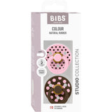 Bibs Baby Pink/Mocha Pacifier Studio Colour 2-Pack Polka Latex