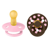 Bibs Baby Pink/Mocha Pacifier Studio Colour 2-Pack Polka Latex