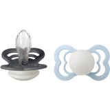 Bibs Iron Glow/Baby Blue Glow Pacifier Supreme 2-Pack Silicone