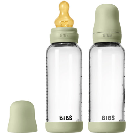 Bibs Sage Glass Baby Bottle Round Latex 2-Pack 240 Ml Medium Flow