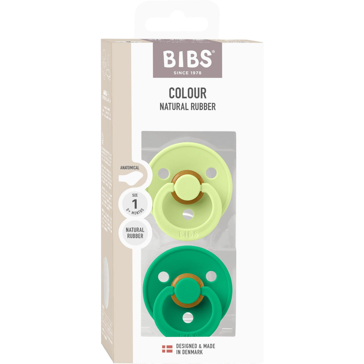 Bibs Matcha/Cactus Pacifier Colour 2-Pack Anatomical Latex
