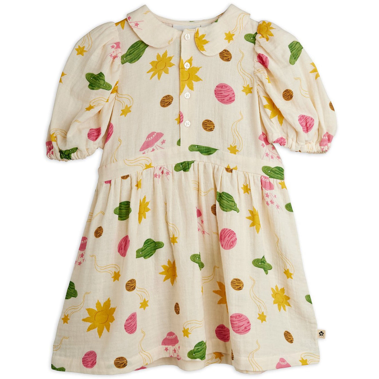 Mini Rodini Off-white Space AOP Muslin Woven Ss Dress