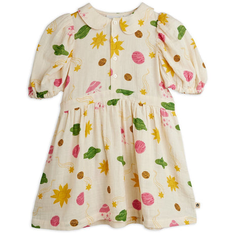 Mini Rodini Off-white Space AOP Muslin Woven Ss Dress
