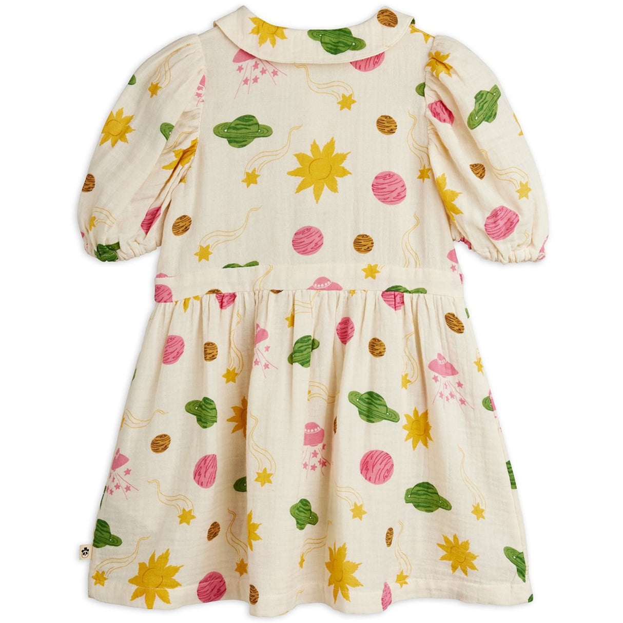 Mini Rodini Off-white Space AOP Muslin Woven Ss Dress